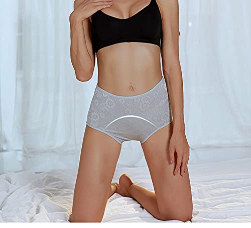 Yoyi Fashion Women Menstrual Period Briefs Jacquard Easy Clean Panties 3 Pack, Us Size L/7(Lable Size 9), Black, Grey, Blue #TOP4