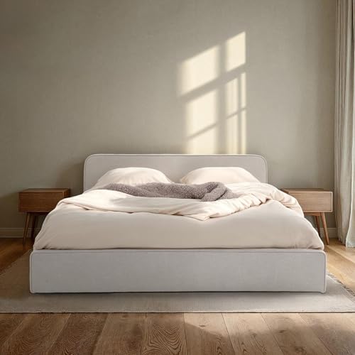 IDIMEX Polsterbett MARINI Doppelbett 140x200 cm in hellgrau - Bett gepolstert mit Lattenrost, modernes Design & stabiles Holzgestell mit Kunststofffüßen