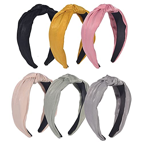LifeDawn Headband Women Knotted Headbands for Women,6 Pack Wide Headband Cross Knot Hair Bands Top Knot Hair Bands for Women's Hair Thick Turban Headbands