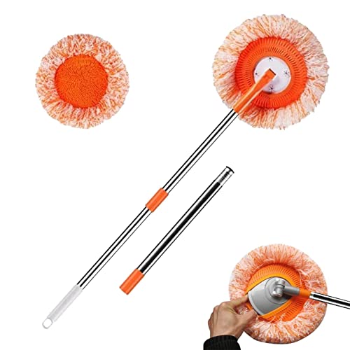WOTEG Fregona de Limpieza de Coches - Fregona de Limpieza Ajustable giratoria de 360°,Palo de fregona Ajustable con 3 Cabezales de fregona de Repuesto Suministros de Herramientas de Limpieza sin Cover