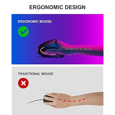 ASOYIOL Ergonomic Mouse Wireless,Rechargeable Vertical Mouse with USB Receiver,6 Buttons 800/1200/1600 Computer Mouse for Laptop PC(Right Hand,Black)