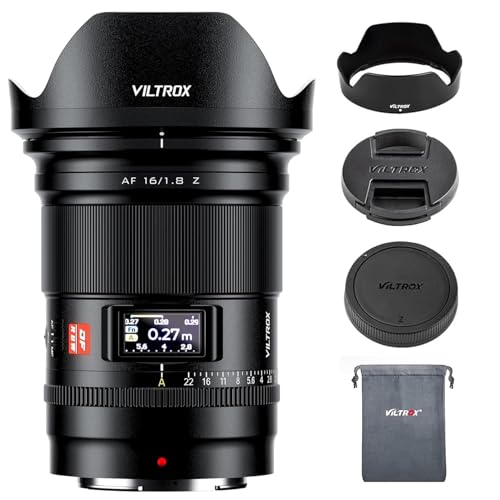 Image of VILTROX AF 16mm F1.8 F/1.8 Full Frame Lens for Nikon Z-Mount Cameras,Autofocus Z Mount with Built-in LCD Screen Wide Angle Lens for Nikon Z Mount Z7 Z7ii Z8 Z8ii Z9 Zf Z30 Z50 Zfc