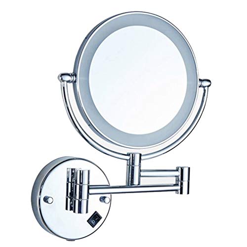 Miroir de maquillage avec lumières réglable double face mural