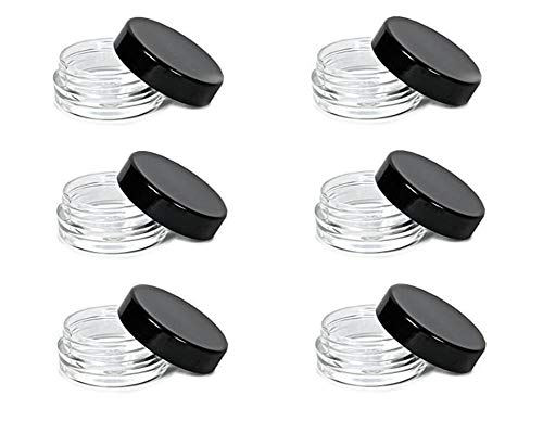 3 Gram 3 ML Jar BPA Free Cosmetic Sample Empty Plastic Container Round Pot with Black Screw Cap Lid Small Tiny 3g Bottle for Make Up Eye Shadow Nails Powder Paint Jewelry (12PCS)