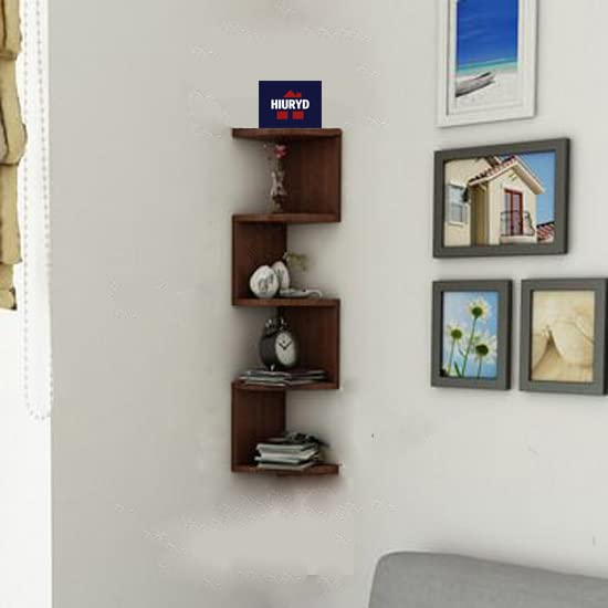 HIURYD Zig Zag Engineered Wood Floating Corner Rack Shelves For Living And Bedroom Decoration (Mdf- Medium Density Fiber) Corner Décor(Many Colors Are Available) (Standard, Brown) (B0BSH4JN42) Amazon Price History, Amazon Price Tracker