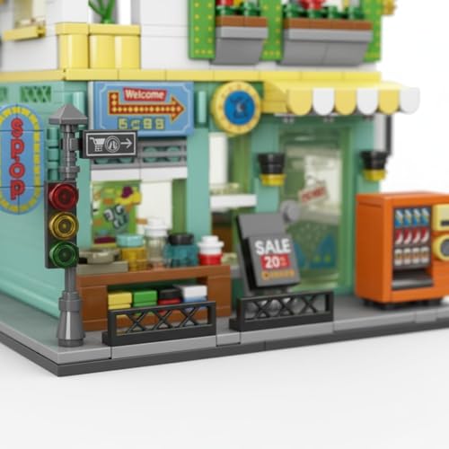 Image of SKY LINE OCEAN Supermarket Street Scene Building Block Set (745+ PCS) - Mini Mall City Model DIY Kit for Adults & Teens 14+, Creative Construction Toy | 5 Year Structural Warranty