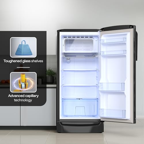 Image of Godrej 194 L 5 Star 5 Years Comprehensive Warranty New Launch| 24 Days Farm Freshness| 16L Jumbo Vegetable Tray| Advanced Inverter Technology Refrigerator (RD M200EN TDI FS ST, Fossil Steel)