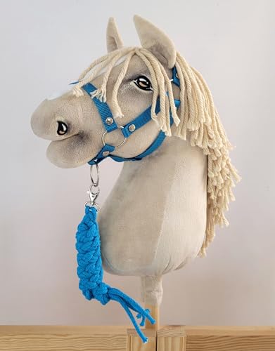 Licol Hobby Horse A3 Turquoise avec Longe de Fixation pour Remplacer un Filet Usé