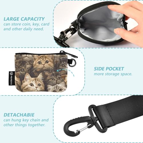 Cute Scottish Fold Cats Brown Women's Money Organizers Slim Portable ID Card Holders Protector with Wristlet Strap for Daily Use 2 Pcs de crédito para Hombre3