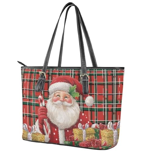Image of Coldinair Christmas Leather Tote Bag for Women with Zipper Large Shoulder Tote Bag Shopping Casual Travel Bag Handbag Purse