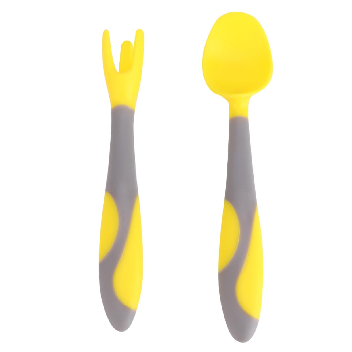BESPORTBLE 1 Set Training Tableware Fork Spoon Utensils for Non Slip Handle Lemon Yellow for Learning to Eat