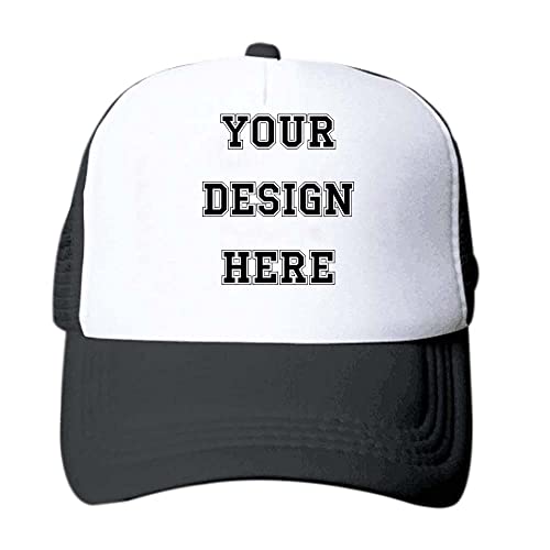 ZMvise Logotipo personalizado del texto de la imagen Personalizado Casquillo de béisbol ajustable unisex colorido personalizado del sombrero del camionero, Negro, Medium