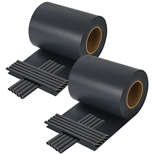 Ansobea Bandes brise-vue en PVC pour panneaux à double fil, 50 m x 19 cm, 2 rouleaux de clôture, 40 clips de fixation, bandes brise-vue, clôture à double fil, protection contre le vent, clôture de