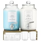 0.9 Gallon Laundry Detergent Dispenser- Liquid Laundry Detergent Dispenser with Stand- Glass Fabric Softener Dispenser- Laundry Soap Dispenser- Glass Jars Laundry Room Organization and Storage