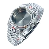 ROUREOX NH35 NH36 Mod Set Cassa Lunetta Bombata Banda Solida 5 Maglie Lente Zaffiro Corona Vite Impermeabile 36mm 40mm per Rolex Oyster Perpetual/Datejust-D 40MM