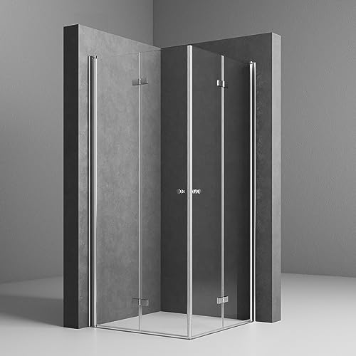 Duschkabine 75x75x185 cm Eckeinstieg Duschkabine 75x75 Falttür Duschabtrennung Falttür 5 mm ESG Sicherheitsglas Doppel Duschtür Drehfalttür