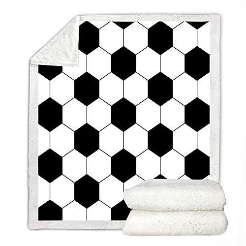 Soccer Throw Blanket Soccer Blanket Twin Size Football Balls Blanket Sherpa Fleece Blanket Soft Warm Geometric Sports Blanket For Bedroom Couch Sofa (Twin (60"X80"), Soccer) #TOP4