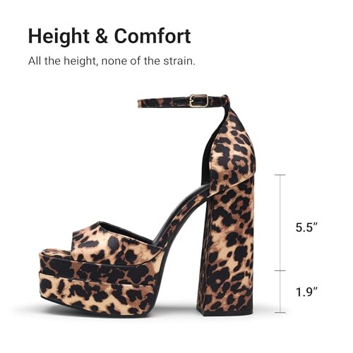 Image of DREAM PAIRS High Heels Chunky Block Platform Heels for Women Ankle Strap Sexy Open Square Toe Heels Dressy Pumps Sandals