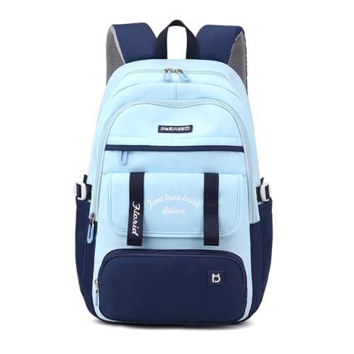 Mochila Estilosa e Funcional com Material Repelente à Água, Compatível com Notebook de 15.6 polegadas, Design Inspirado na Juventude (Azul-marinho)