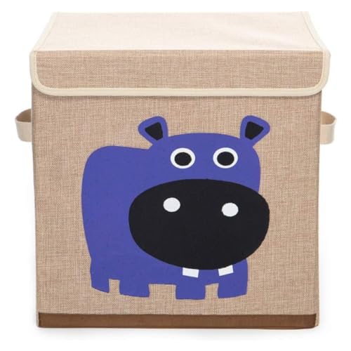 Caixa Organizadora De Brinquedos Infantil Com Tampa (Hipopotámo)