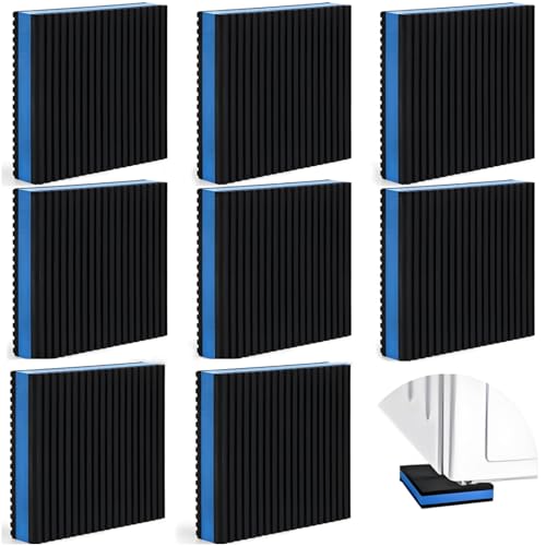 ZAVOOS 8 Pack Rubber Anti Vibration Pad, 4'' x 4'' x 7/8'' Heavy Duty EVA Sound Isolation Pads, Square Mechanical Vibration Damping Mat Floor Protector for Washing Machine, Dryers, Treadmill