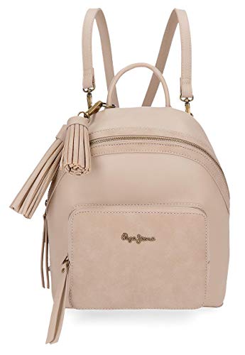 Pepe Jeans Bitmat Mochila Casual Beige 26x33x12 cms Piel Sintética 6.72L