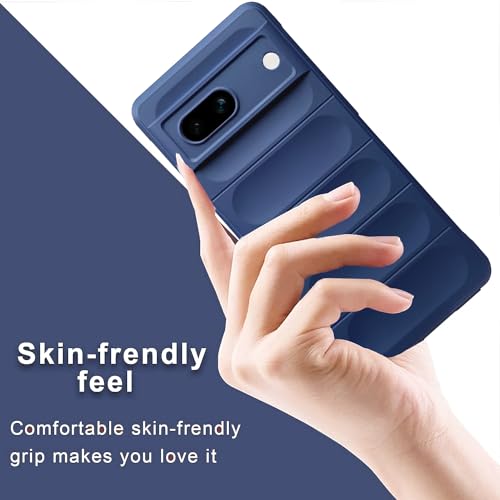 Image of A rtistque Liquid Silicone Stripes Back Cover Case for Google Pixel 6A | with Camera Protection | with Inner Fabric | Anti Slip Grip | AirBag Case - Blue
