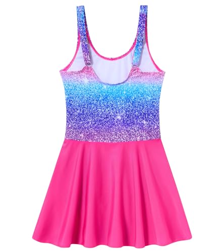 Image of Yousie Girls Swimsuit One Piece Tropical Kids Bathing Suit Swimwear Adjustable Swim Dress 5-9 Years