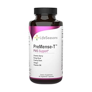 Life Seasons – PreMense-T – PMS Relief Supplement – for Pre Menstrual Symptoms, Cramping, and Soothing Period Relief – Contains Ginger, Dong Quai, Crampbark, Vitamin B-6-60 Capsules