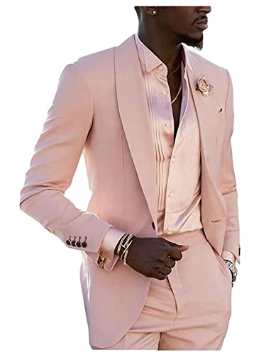 Mi Bo Tong Mens Summer Suit 2 PC Shawl Lapel Mens Suits for Wedding Blazer Pants Groomsmen Tuxedos