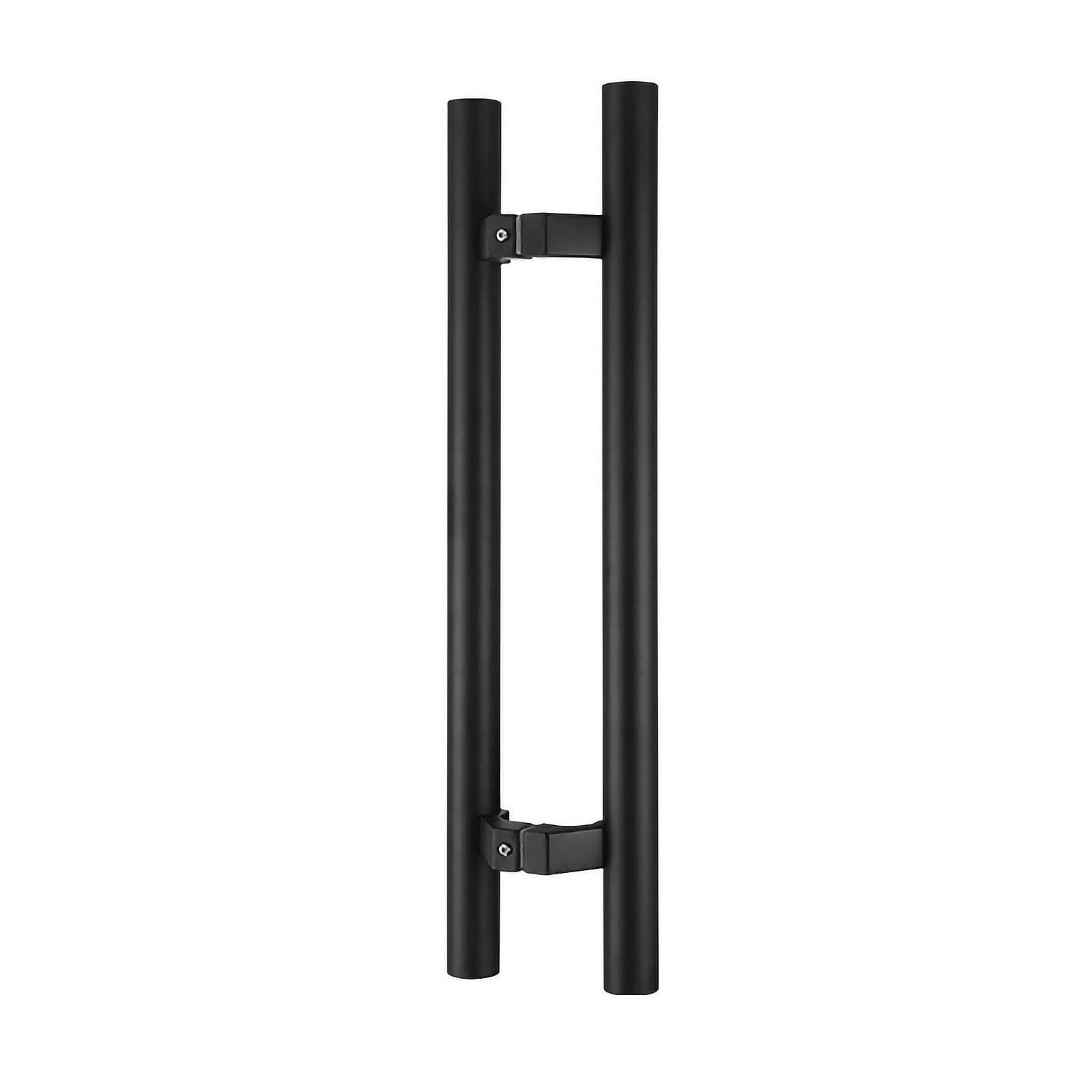 CWCQGH Round Stainless Steel Push Pull Door Handle for Shower Sliding Barn Door/Garage Door,with Mounting Hardware Kit,4 Colors,Length 60/80/100/120/150cm,Black-80x60cm
