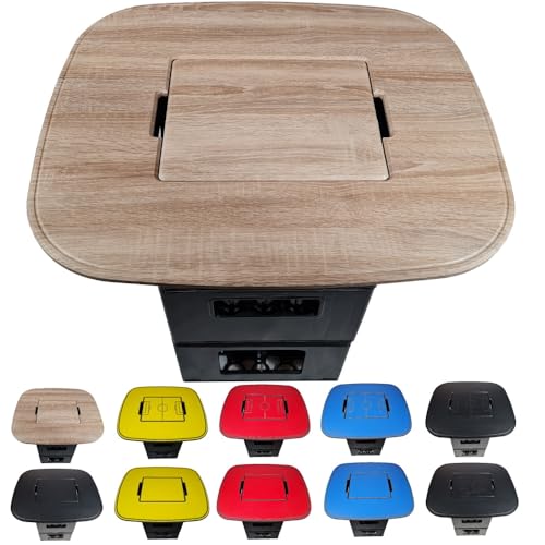 BierEx Premium Bierkastenaufsatz Bierkisten Tisch Bierkasten Stehtisch Bierkisten Aufsatz Bistrotisch Partytisch Fanartikel Fussball (Stadionform,Holzoptik Eiche)