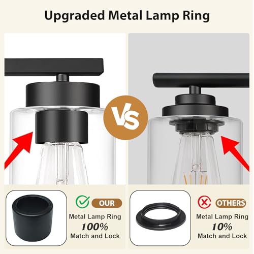 Image of IZORRO Bathroom Light Fixtures, Modern Vanity Lights, Bathroom Lighting Fixtures Over Mirror with Clear Glass Shade, Wall Sconce for Living Room Cabinet Bedroom (Matte Black, 8-Light)