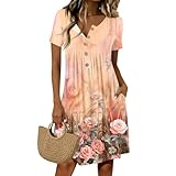 Vestidos Verano Mujer 2026, Dress, Playeros Largo Vestiditos Cortos Hippie Falda, Largos Chic Ropa Manga Corta Botones Talla Grande Boda Casual Vestidos Verano Mujer 2026 Elegantes, M