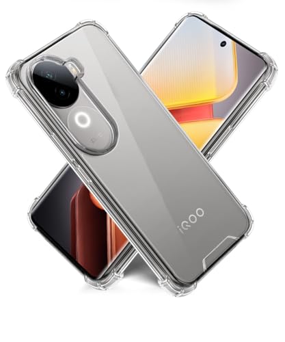 Image of WOW IMAGINE Ultra-Hybrid Crystal Clear Back Case for iQOO Z9s 5G | Vivo V40e 5G | Shockproof Design | Camera Protection Bump | Hard Clear Mobile Back Cover with Cushioned Edges - Transparent