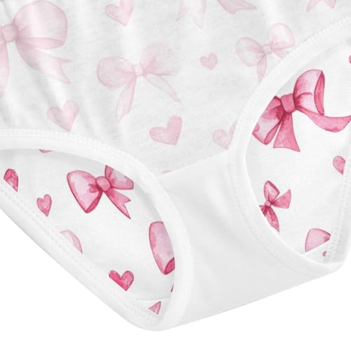 Wusikd Watercolor Pink Bows Girls' Underwear Cotton Hearts Girls Briefs Soft Toddler Underwear 2T 5