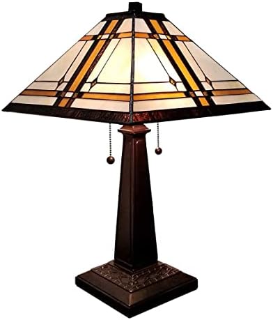 Amora Vintage Tiffany Table Lamp - Stained Glass Nightstand Lamp - Table Night Light W/Tiffany Lighting - 23” Stained Glass Lamps for Living Room