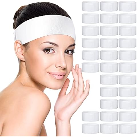 Waydress 140 Pieces Disposable Spa Facial Headbands with Convenient Closure, White Stretch Facial Headwraps Soft Skin Care Hair Band for Women Salons Cover