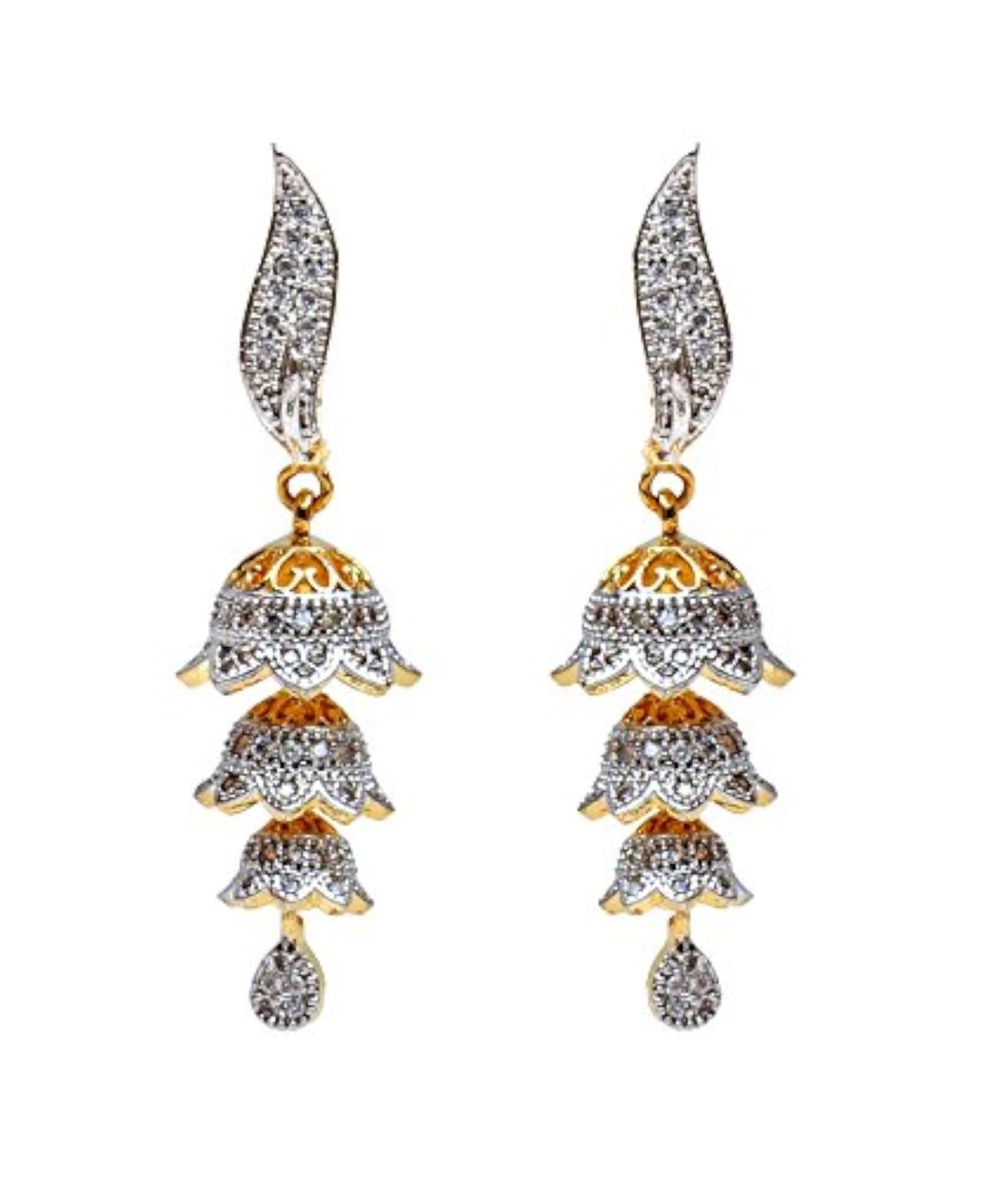 Women's American Diamond Hanging Jhumki Earrings