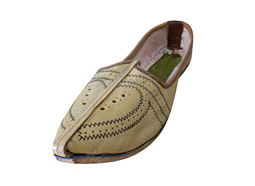 Zapatos de fiesta indios de piel para hombre en color amarillo talla 38.5