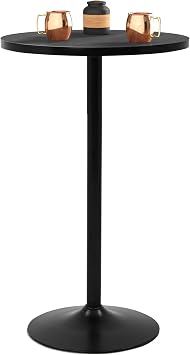 40 Inch Height Bar Table, Small Round Dining High Top Table with Metal Base, Wood Bistro Table for Small Spaces, 23.6 in Top, Pub Cocktail Drink for Home Kitchen