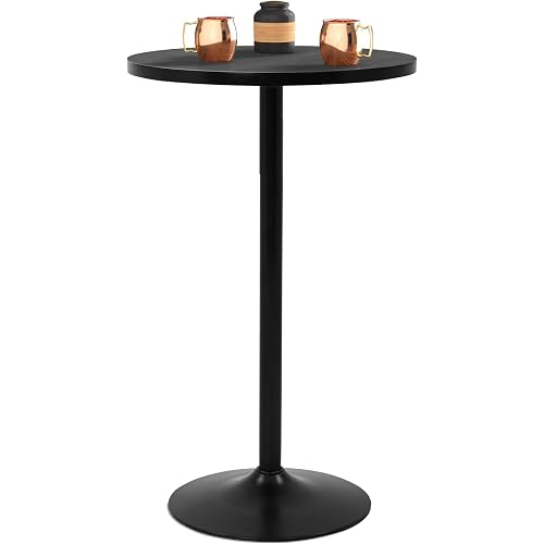 40 Inch Height Bar Table, Small Round Dining High Top Table with Metal Base, Wood Bistro Table for Small Spaces, 23.6 in Top, Pub Cocktail Drink for Home Kitchen