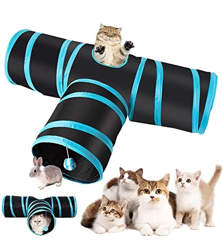 BUSHIKO Cat Tunnel Kitten Dog Rabbits Cat Interactive Toy Play Toy Foldable Pet Cat Toy with Ball Tunnel (3 Way, Dark Blue) (B09JGJSSNG) Amazon Price History, Amazon Price Tracker