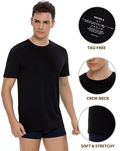 NACHILA Undershirts for Men- Viscose Made from Bamboo, 3 Pack Short Sleeve Tees Soft T-Shirts Comfy Loungewear Top4