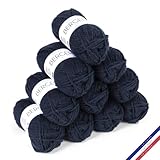  Bergere de France BARISIENNE 7 lot 10 pelotes de laine à tricoter et crochet (10 x 50g) 6,5 mm - 100% Acrylique - Fabrication Française - Gros Fil Rond, très Doux - Bleu (CREPUSCULE)