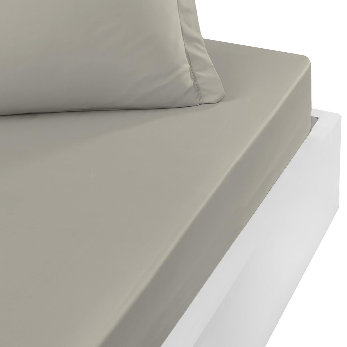 Sensei Maison - Drap Housse Bonnet 40 cm en Percale Coton Soft Percale Plus - 200x200 cm - Gris Perle