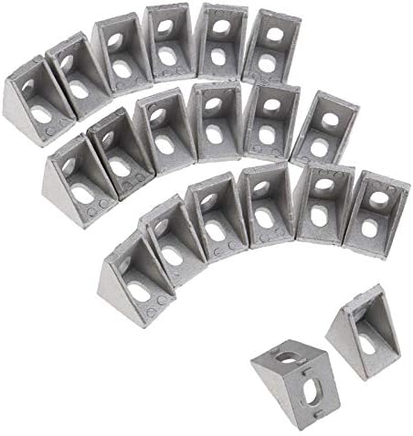 YINETTECH 20pcs Aluminum Extrusion Profile 90 Degree Right Angle Connector Bracket Fits for M5 Screw