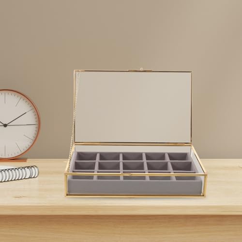 Boîte à bijoux multi-sections en verre de luxe et cuivre pour protection optimale - 8
