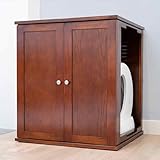 THE REFINED FELINE Refined Self-Cleaning Litter Box Cabinet, Wooden Cat Litter Box Enclosure for Automatic Litter Boxes, Mahogany, Modern.