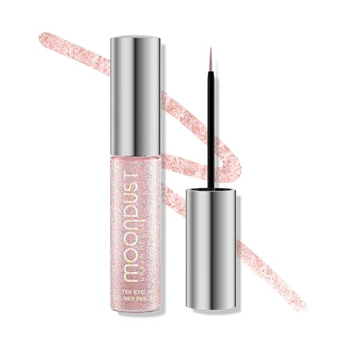 URBAN DECAY Moondust Liquid Glitter Eyeliner (Grind - Light Pink Iridescent Glitter), Sparkly Eye Liner, Glitter Eyeshadow Topper, Universal Shimmering Shades, No Fallout - 0.25 fl oz